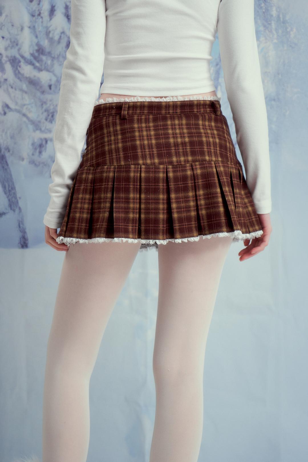 LACEBERRY CHECK SKIRT (BROWN)