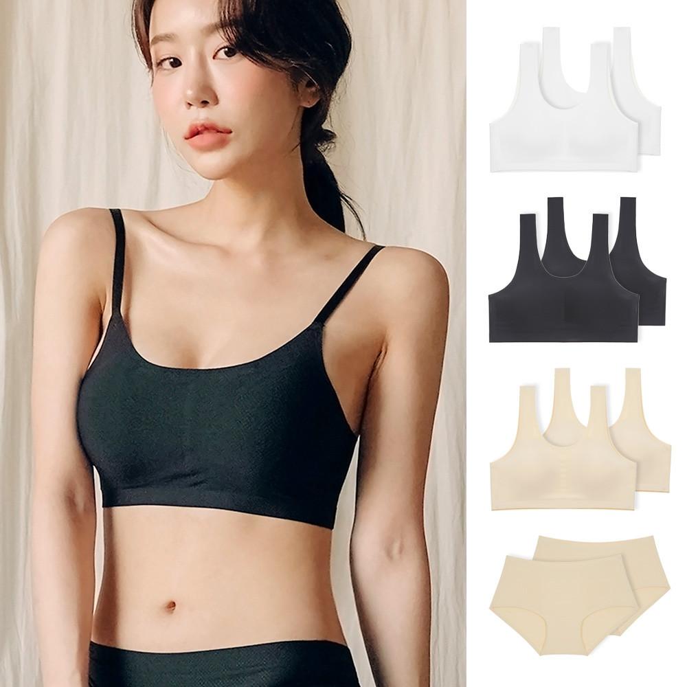 1+1 심리스 노와이어 브라 빅사이즈 요가 운동 스포츠 수면 브라탑 편한속옷