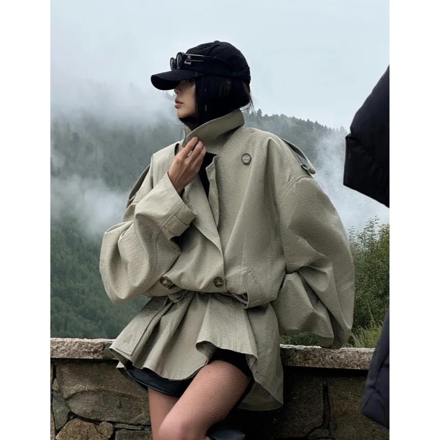 WARDEN EDGE 자켓 카키 트렌치코트 숏 바바리