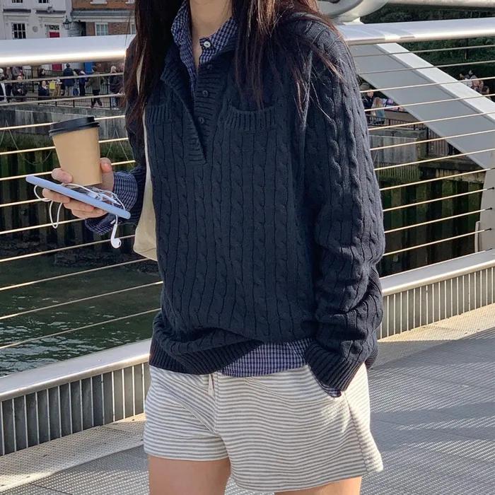 a british cable knit (navy)