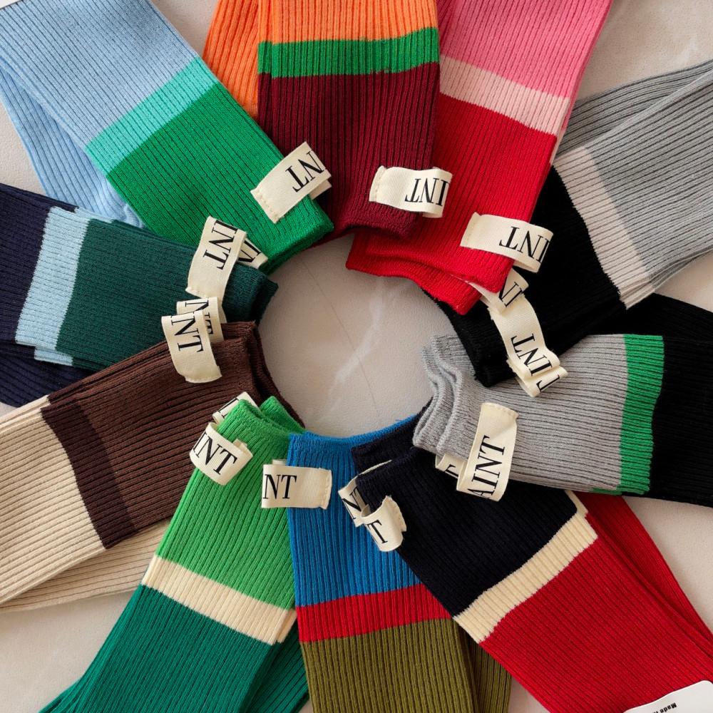 여자 양말 세인트 골지 배색 양말 (10color)