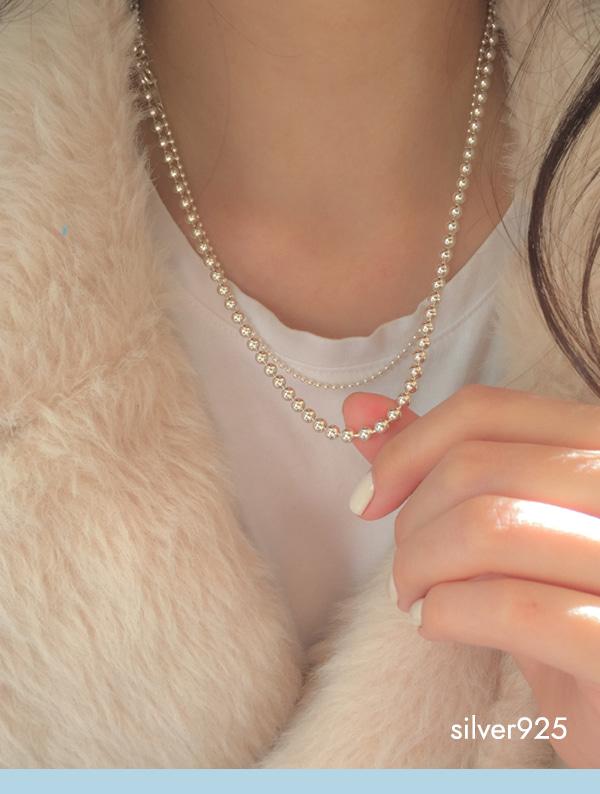 basic ball necklace (silver925)