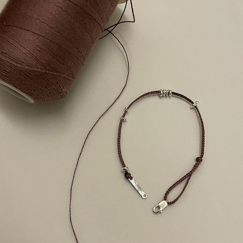 [925 sterling silver] silver bubble ball thread bracelet - 실버 버블 볼 실 팔찌 *new color 라일락 색상 추가