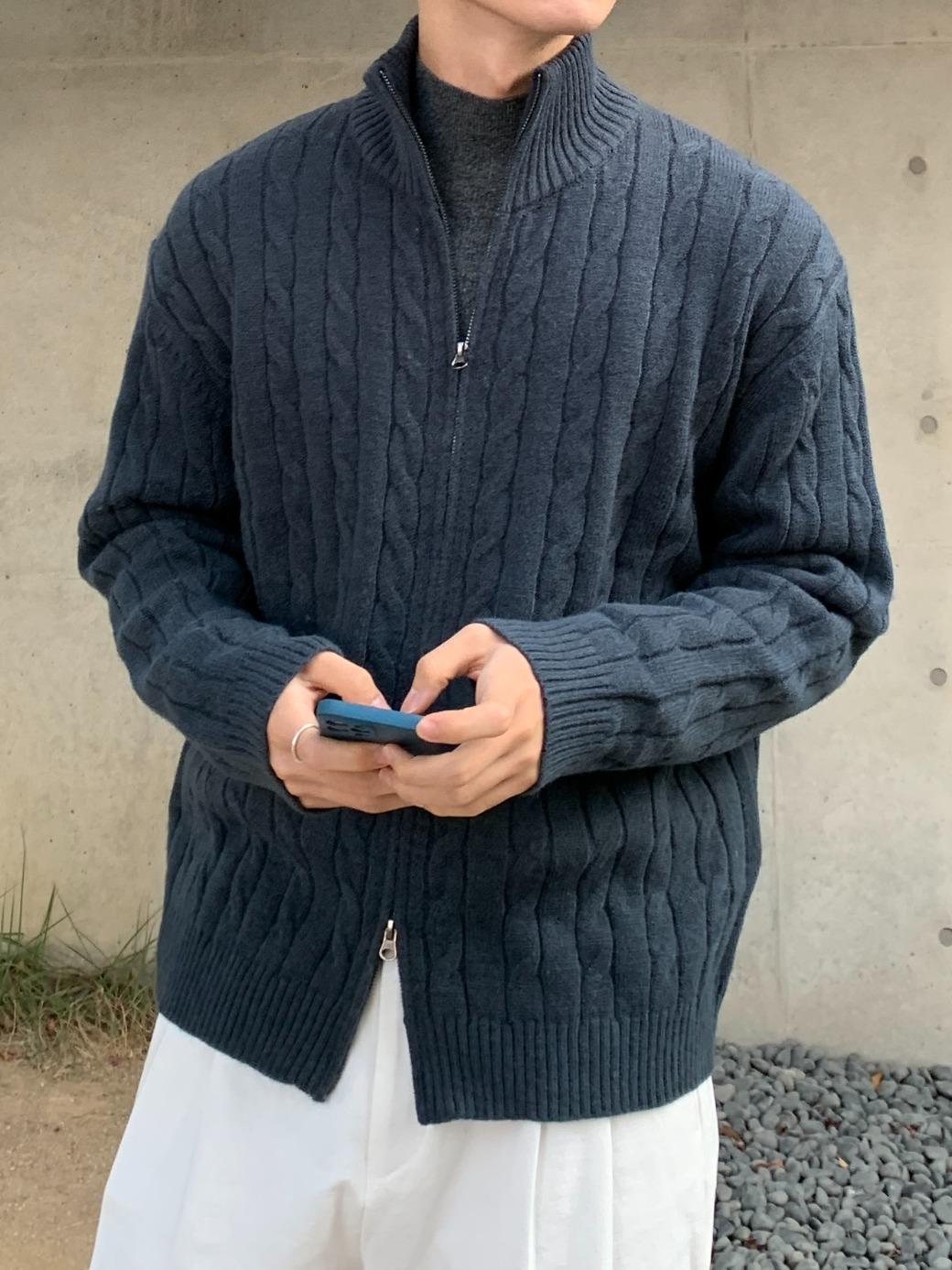 NB. Winter Fisherman Knit Zip-Up Cardigan (당일배송)