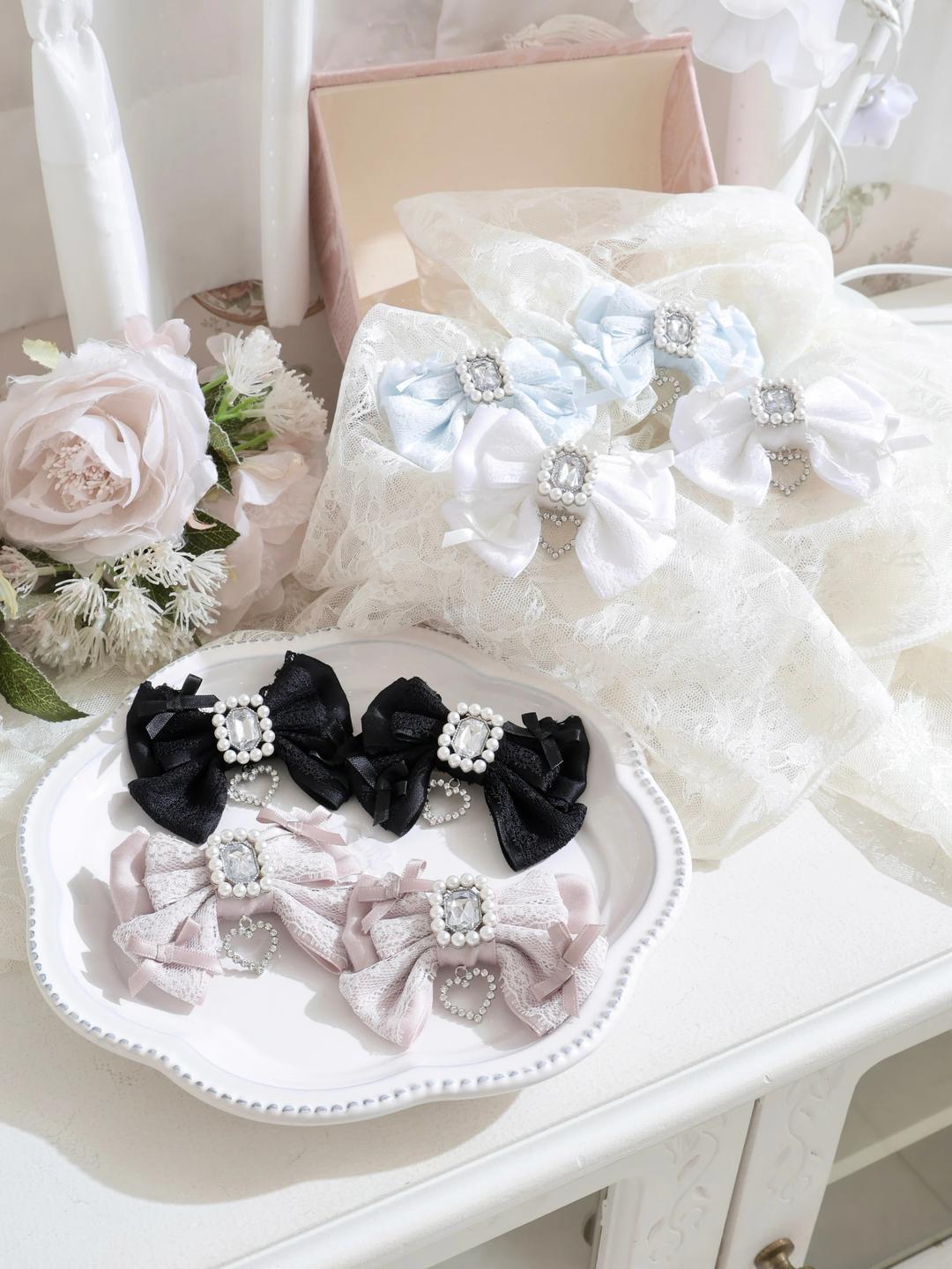 レースリボンツインテールクリップ