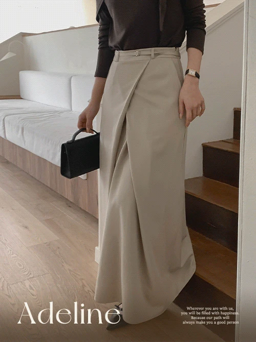 [벨트set]아델린 A라인 랩 롱스커트