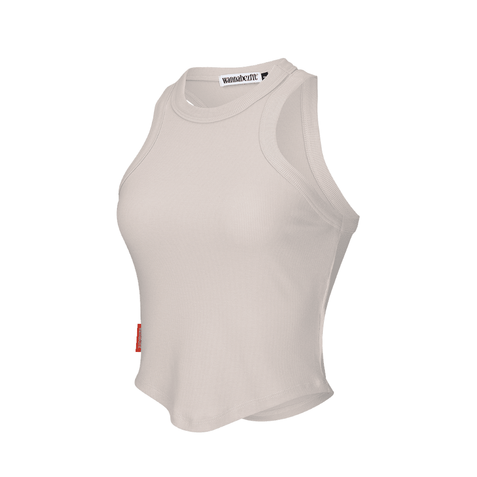 슬릭 홀터넥 크롭 탱크탑 샌드