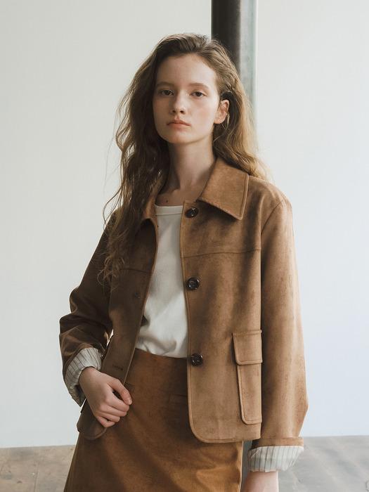 O Lowell Suede Single Jacket_Cappuccino