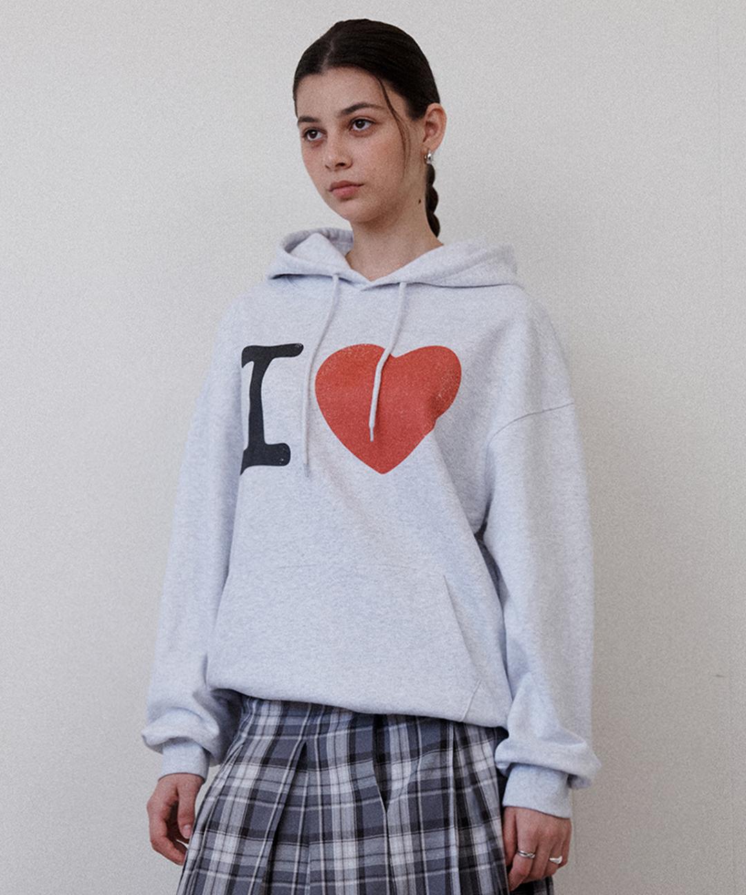 I LOVE HOODIE [MELANGE GRAY]