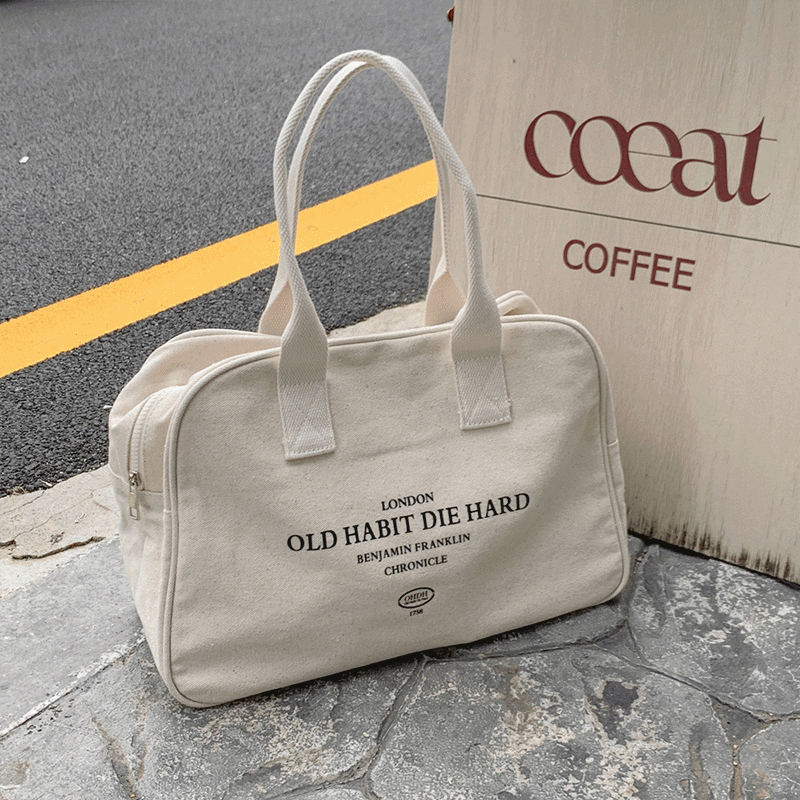 아몬드 밀크 캔버스 빅 수납 숄더백