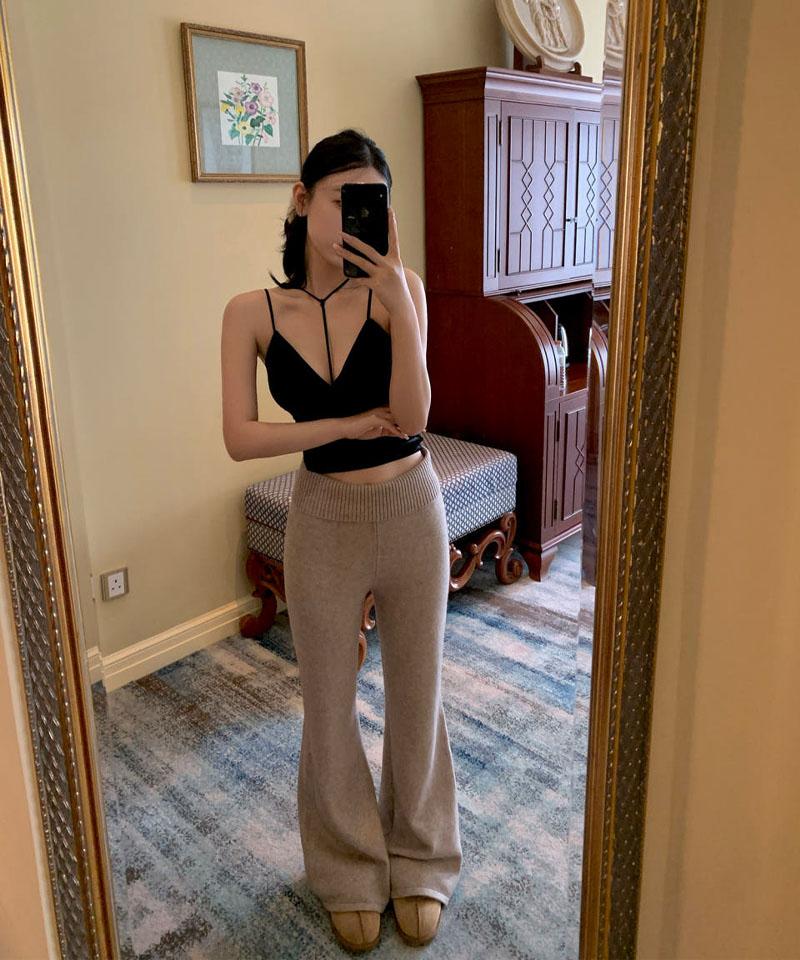 밴딩 플레어 와이드 니트팬츠