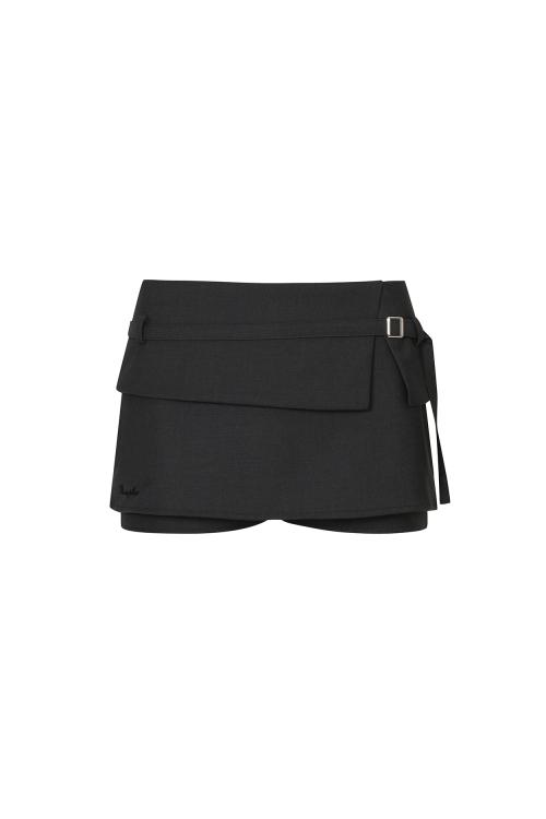 HEART BELTED MINI SKIRT charcoal