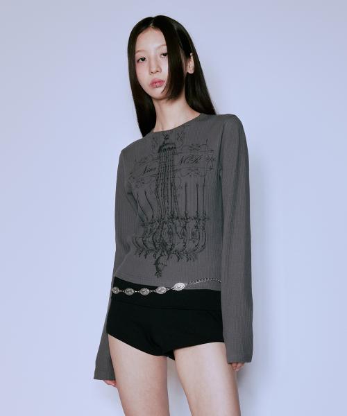 CHANDELIER RIBBED L/S TEE_CHARCOAL
