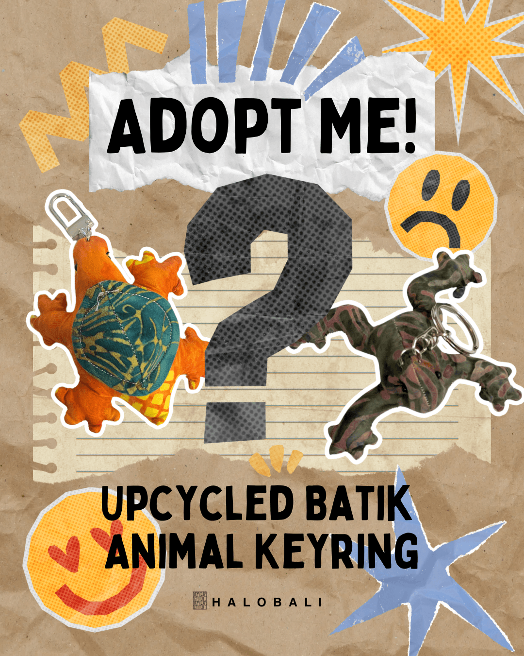 Upcycled Batik Animal Keyring (Random)