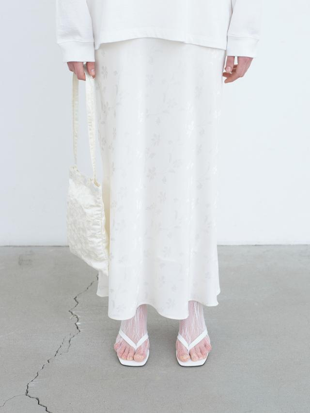 Flower Silky Skirt-Ivory