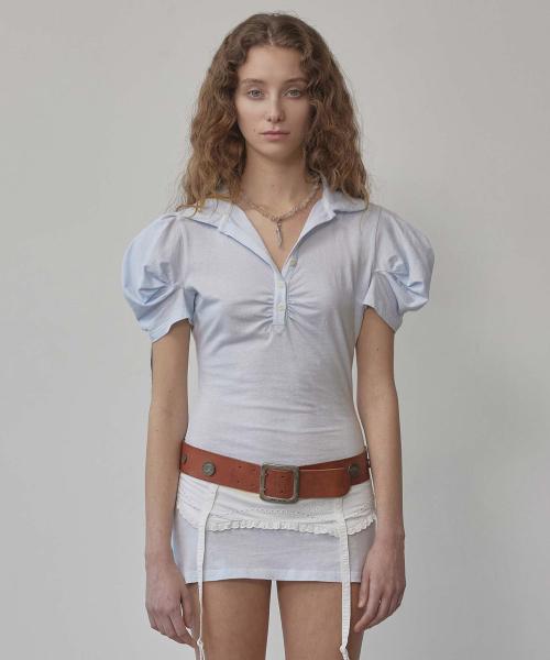 Shirring Tennis Dress Baby Blue