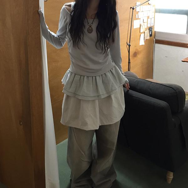 마리 레이어드 프릴 티셔츠 ( mari layered frill t-shirts )