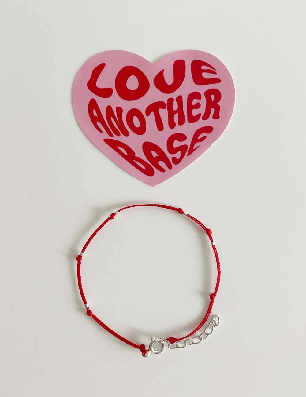 [어나더베이스] 레드 은볼 실 브레이슬릿 silver925 데일리 매듭 끈 포인트 팔찌