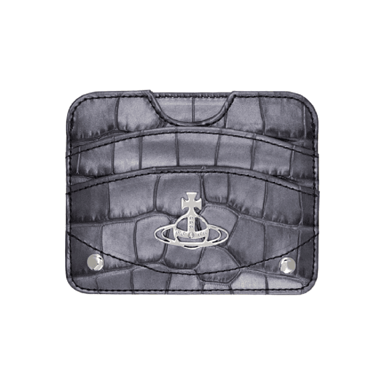 25 SS 비비안웨스트우드 남성 건메탈 하프 문 플랫 카드 지갑 251314M163035