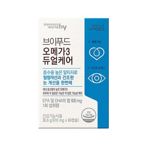 HY 한국야쿠르트 브이푸드 rTG 오메가3 듀얼케어 610mgX60캡슐 - 영양제 | 쿠팡