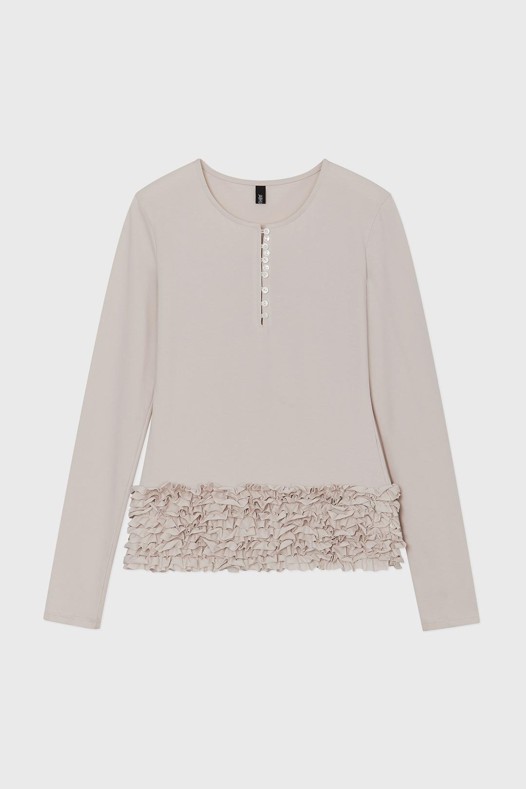 [10/28 예약발송] FRILL BUTTON TOP, (GRAYISH PINK)