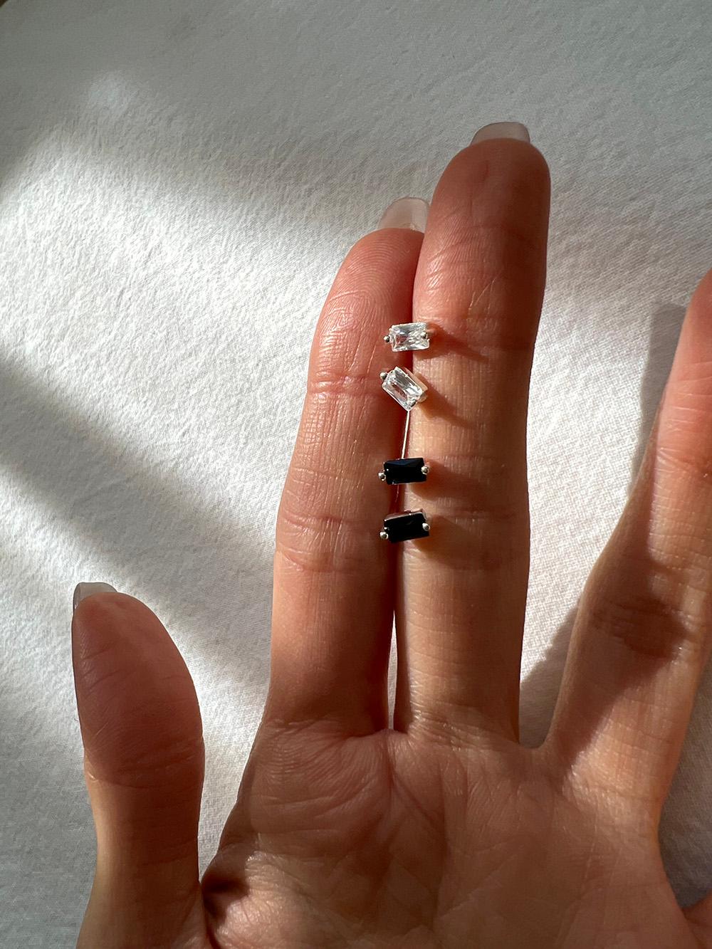 [92.5 silver] Tiny square earring (2color)
