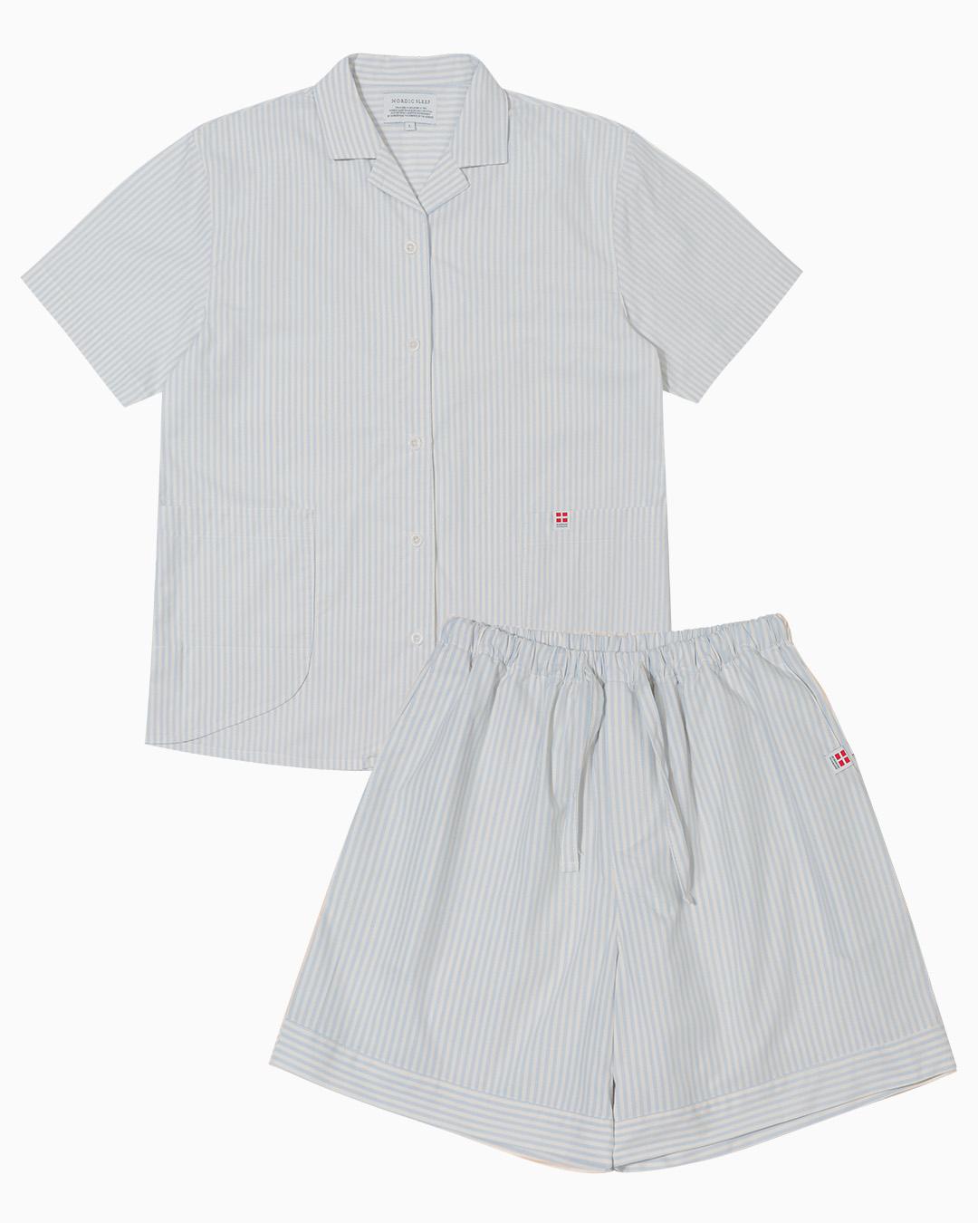 오가닉코튼 숏 슬리브 세트 (클라우드 블루 스트라이프)