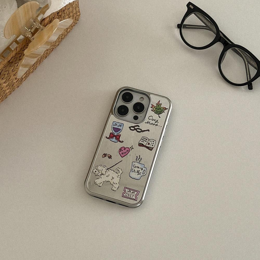 cozy drawing pattern 디자인 [미러 실버 범퍼케이스]