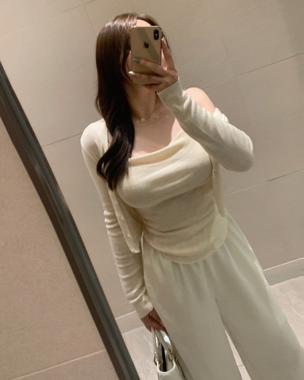 플랫퍼 [무료배송][SET]예리2 볼륨 셔링 굴림 나시+ 가디건 SET 2color