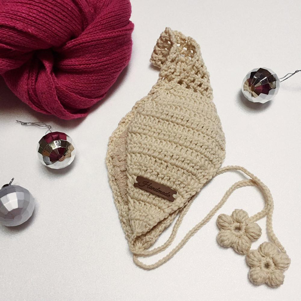 핸드메이드 니트 귀마개 귀도리 손뜨개 아이보리