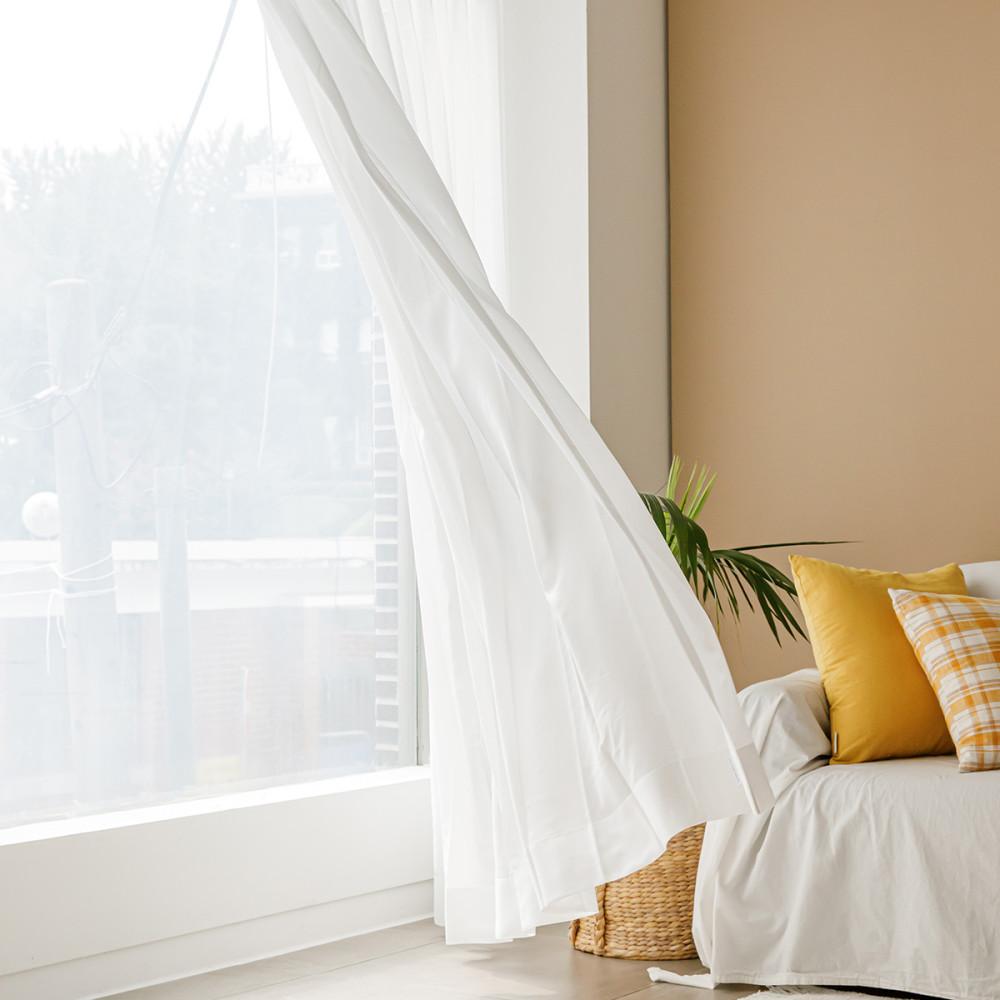 라떼 화이트 나비주름 쉬폰 커튼