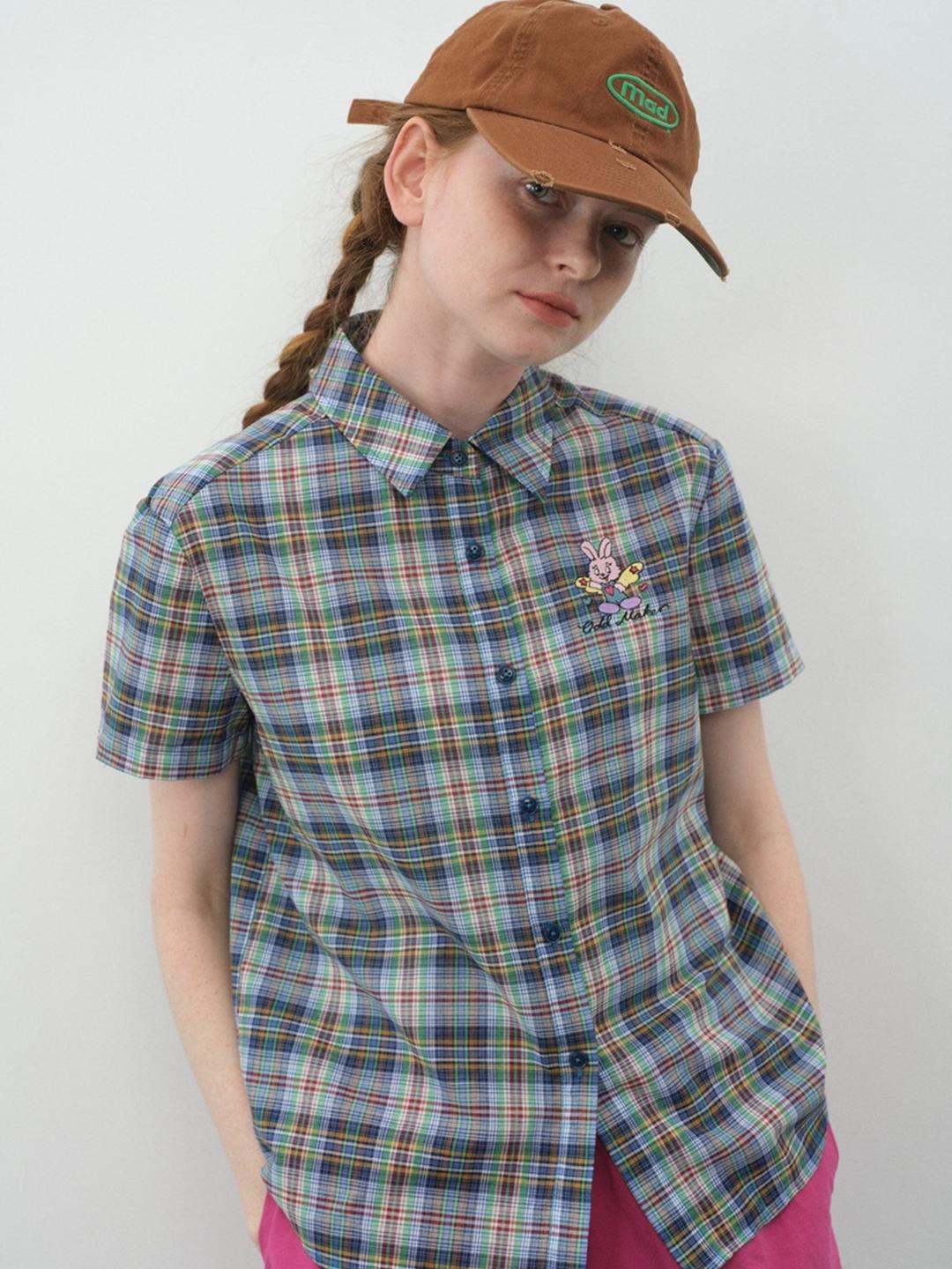 ODD MAKER Patch Plaid Short Shirt (2color)
