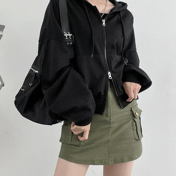 [💕10% 쿠폰] 투웨이지퍼! 루즈 여유핏 데일리 무지 후드 집업(5color)
