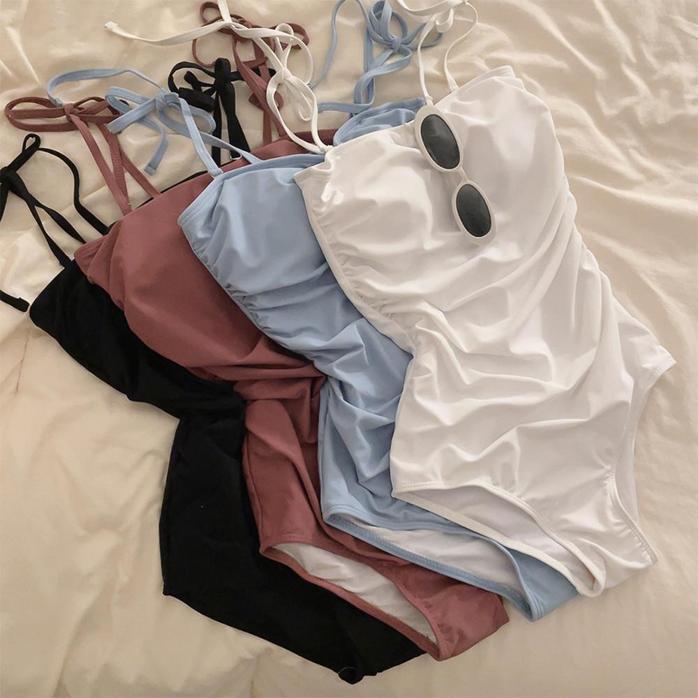 베니니 리본 스퀘어넥 셔링 모노키니 수영복 바캉스 빅사이즈