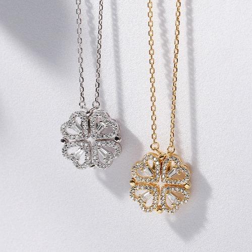 [므씨엘] 925 Silver 샤르망 하트클로버 목걸이