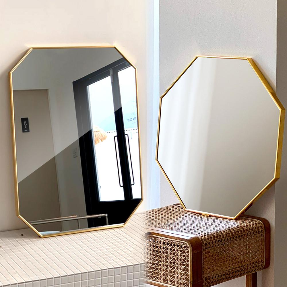 팔각거울 화장대 욕실 화장실 벽걸이 전신 탁상 거울 600x600 화이트골드