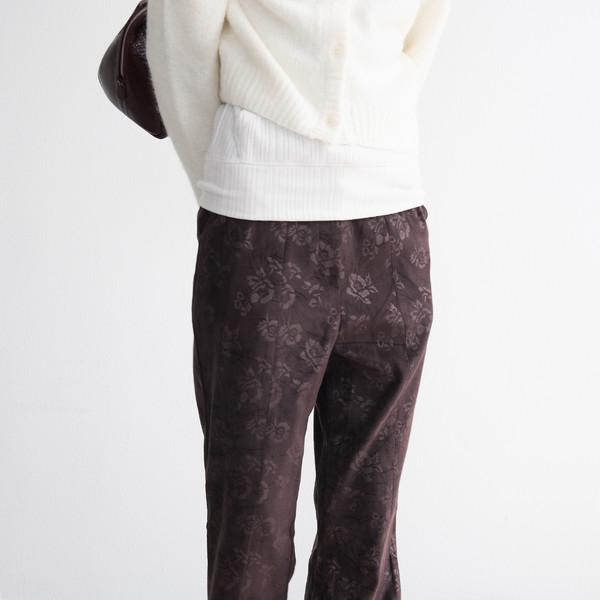 Flower Jacquard Bootcut Pants (Brown/2size)