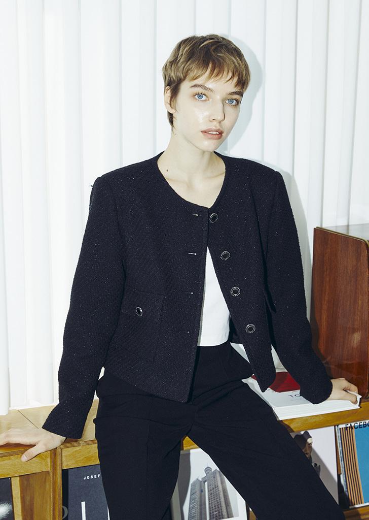 [유튜버 Pick]  Tweed Crop Jacket - Black