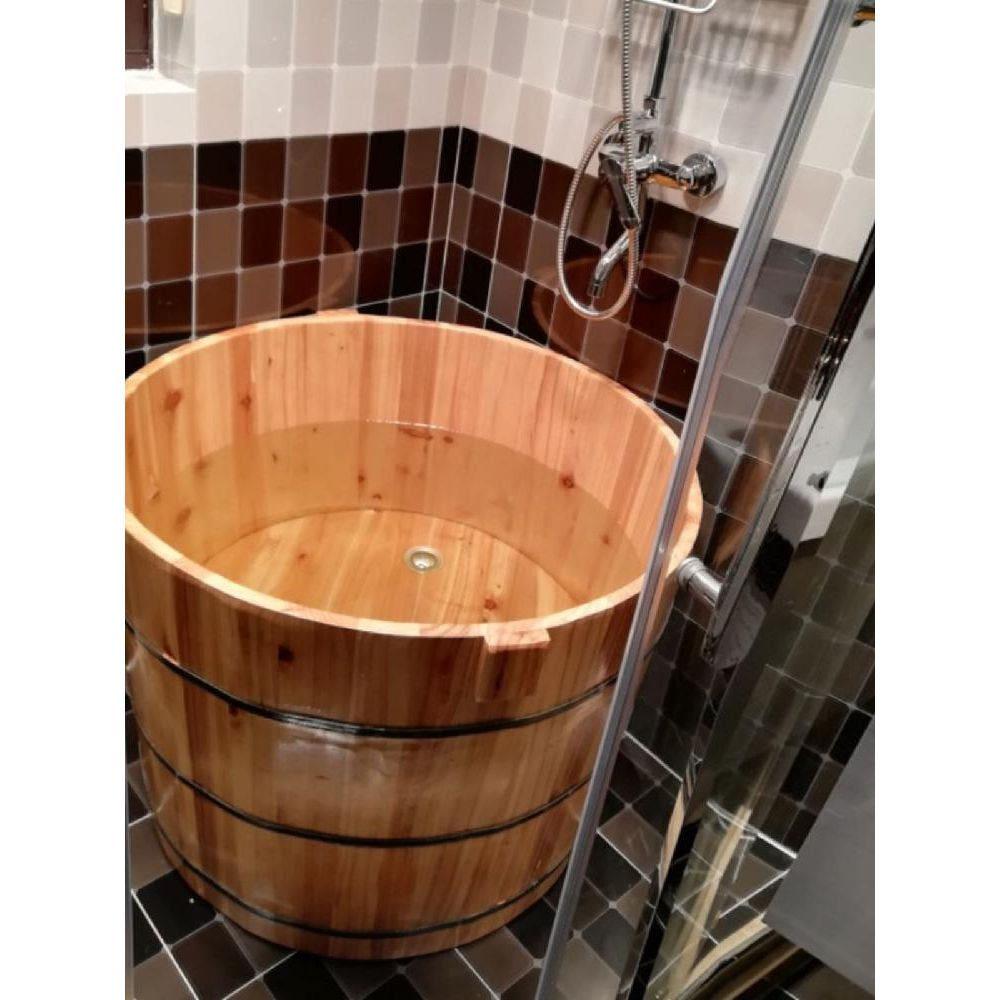 히노끼탕 욕조 업소용 가정용 원통형 편백나무 노천탕 고급 이동식 전신 간이 대형 펜션휴대용 50x50cm+커버제외