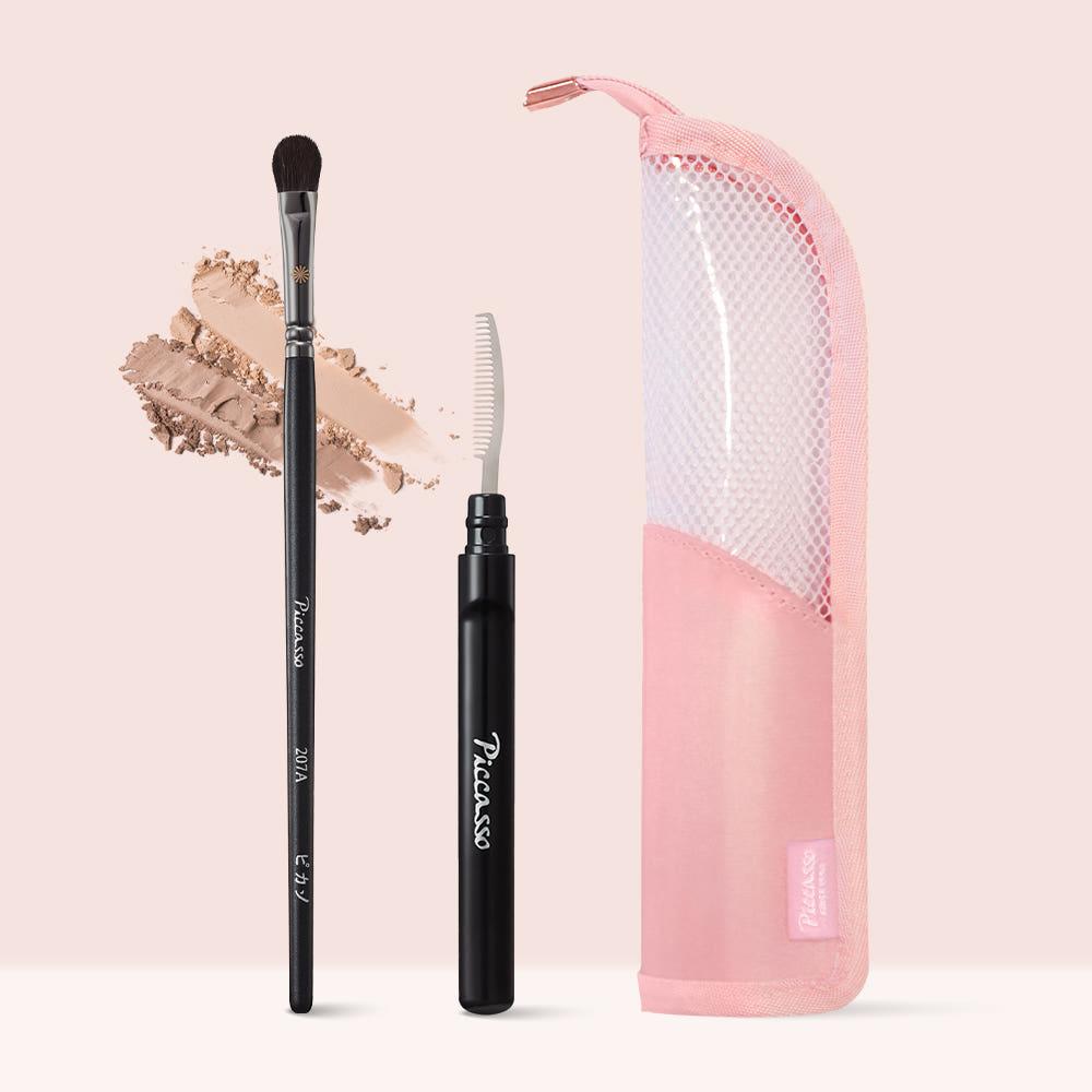 [피카소] 207A 아이섀도우+속눈썹 빗 2종세트(+메쉬 스탠딩 파우치 증정)(도착보장)