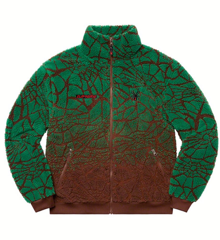 정품 슈프림 한정판 스파이더 웹 폴라 플리스 자켓 브라운