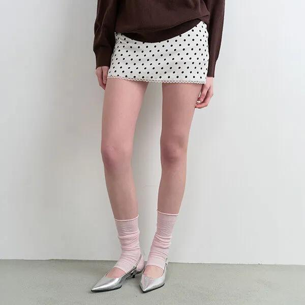 DOT MINI SKIRT WHITE