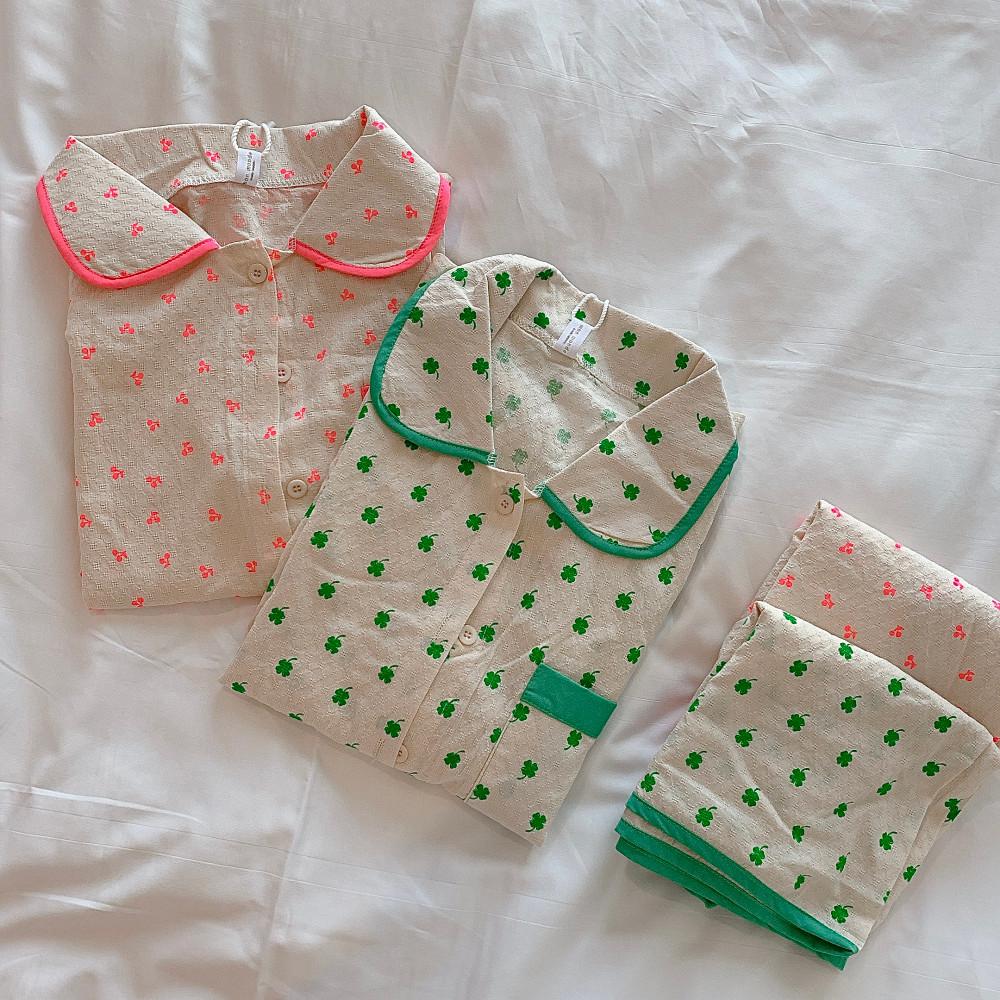 클로버 순면 반팔 여자홈웨어 여름잠옷세트 여성파자마