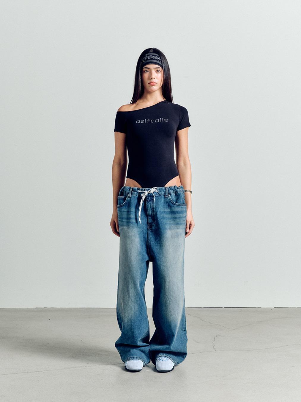 ONE SHOULDER BODY SUIT BLACK