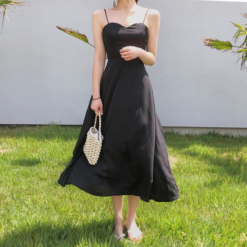 [풀빌라/호캉스/여행]꿀주말 비치 엑스 나시 백오프 롱 원피스 (블랙/와인/블루)