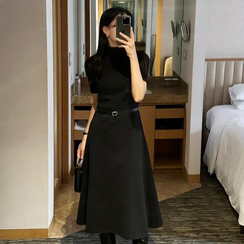 마인트 폴라 반팔 코튼 플레어 롱 원피스 (2color) 연말 하객룩