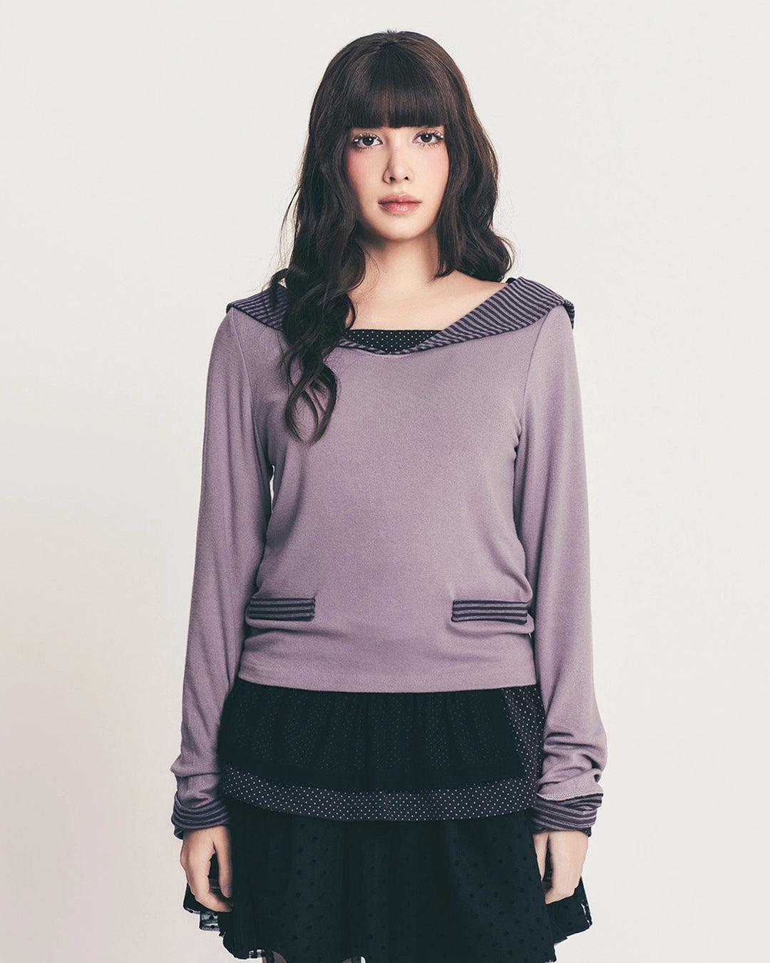 [FAZED] FW 24 sailor stripe top / grape - GRAPE / ONE SIZE