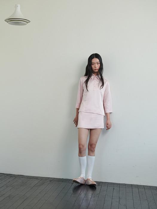 Satin classic micro skirtpants_baby pink