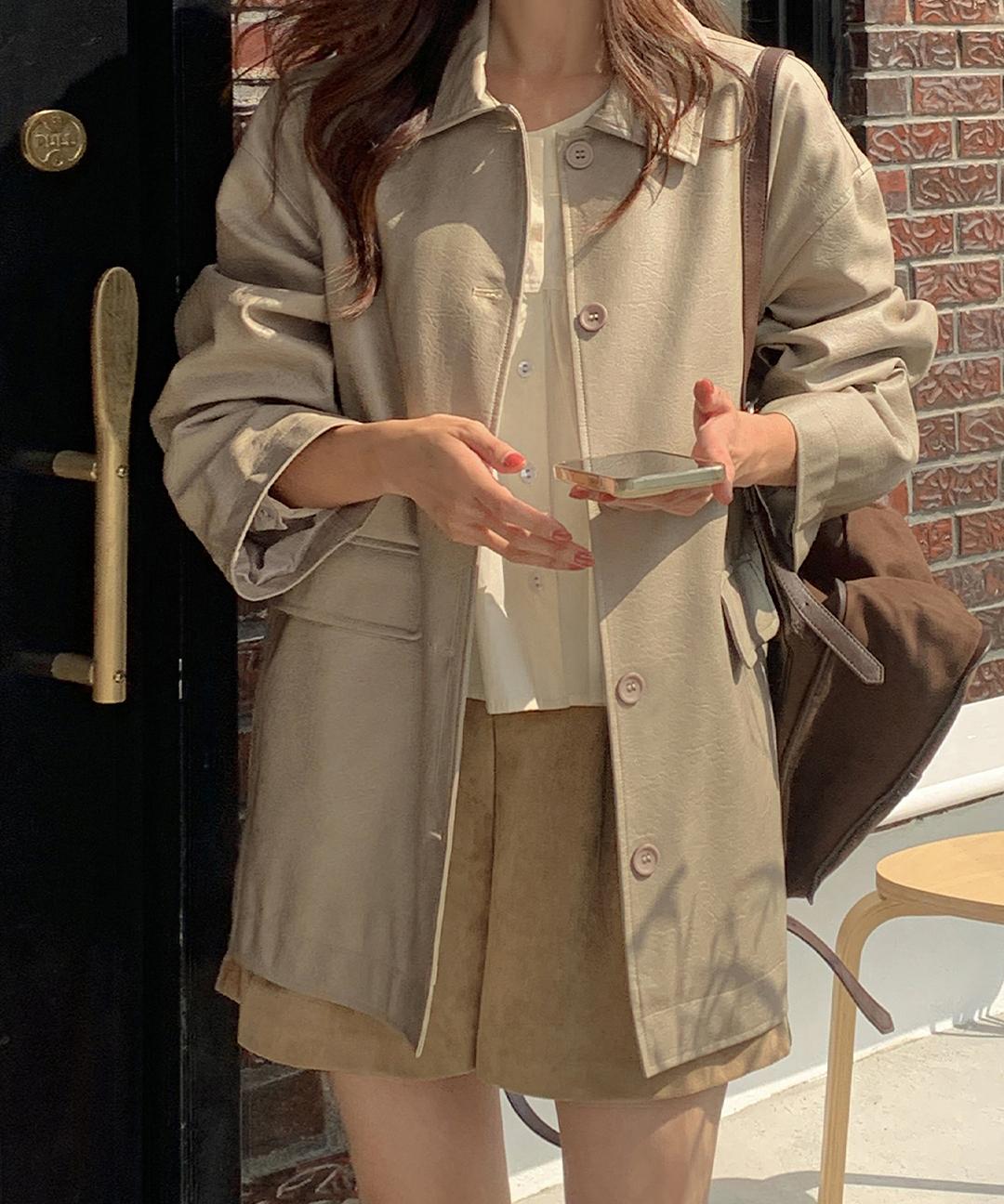 케이클럽 [MADE/1만장돌파]바텐 오버핏 하프 레더 자켓 (S-XL/데일리룩/개강룩/데이트룩/봄아우터/봄자켓/가죽자켓/루즈핏자켓)