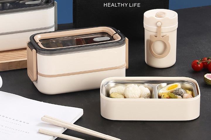 직장인 학생 전자레인지 보온용기 스텐 도시락통 런치박스 1400ml